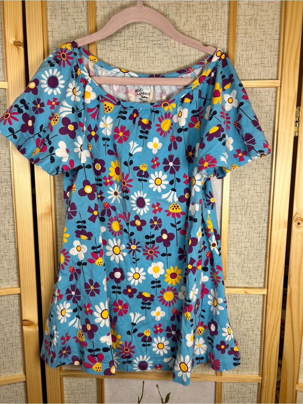 Hanna Andersson Blue Floral Short Sleeve Dress by Moon and Back